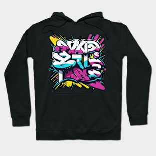 an urban t-shirt inspired by graffiti art and street culture, bold, colorful graffiti-style typography and street art elements Hoodie